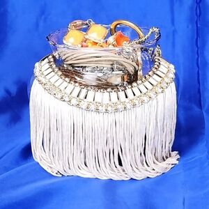 Elegant White Fringe Handbag